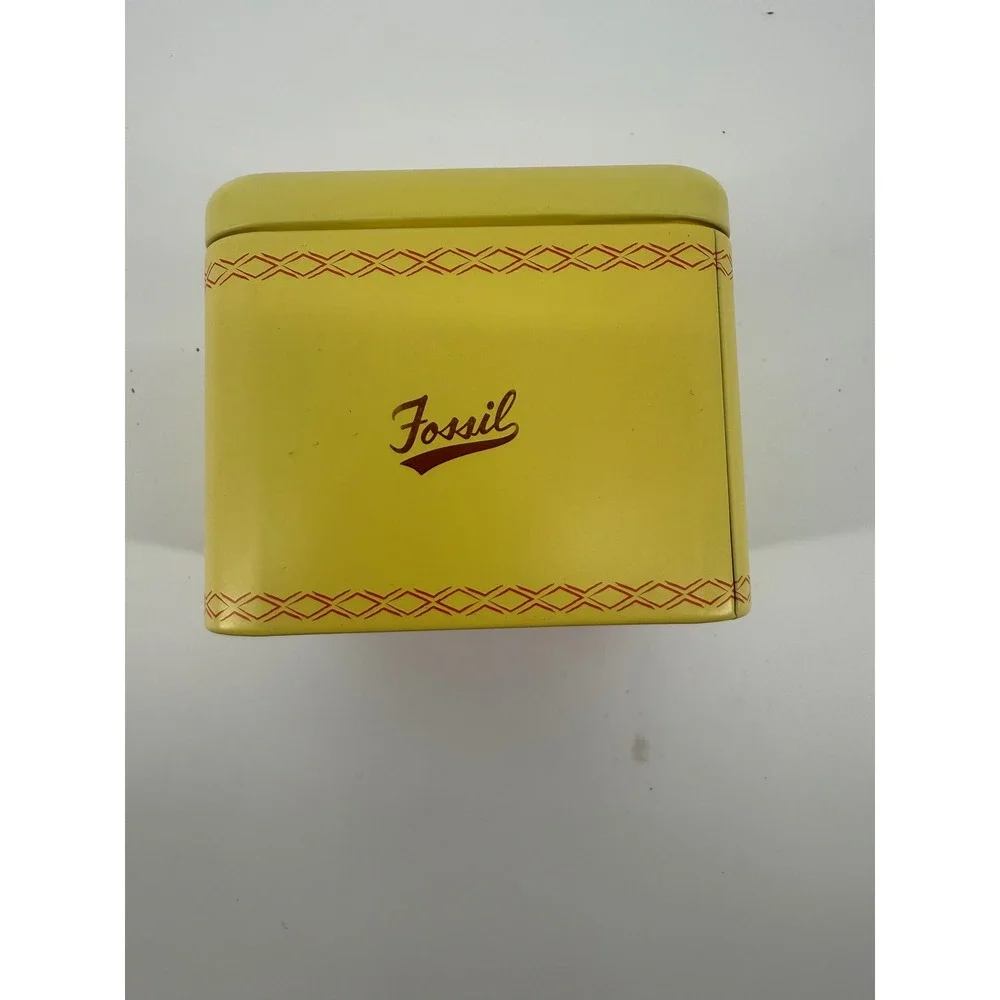 Fossil Watch CASE ONLY Desert Dweller Unique Antiques & Supplies‎ Yellow Tin Box